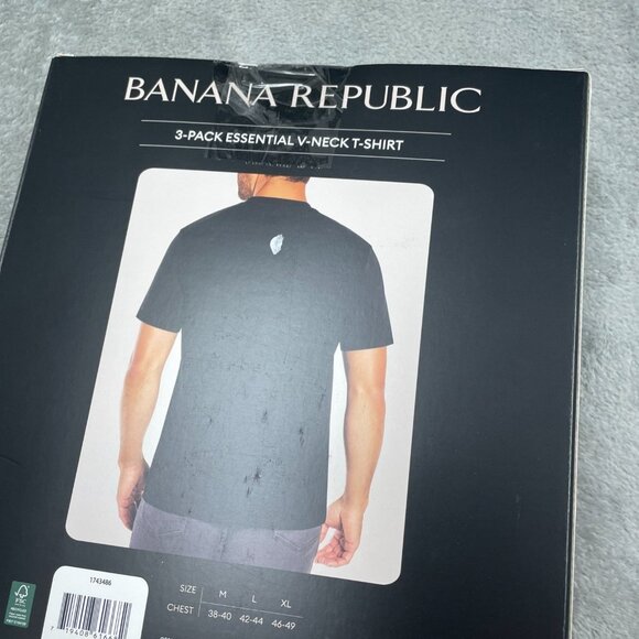 Banana Republic 3-Pack Medium V-Neck T-Shirts 95% Cotton Black a1482 - Picture 2 of 5
